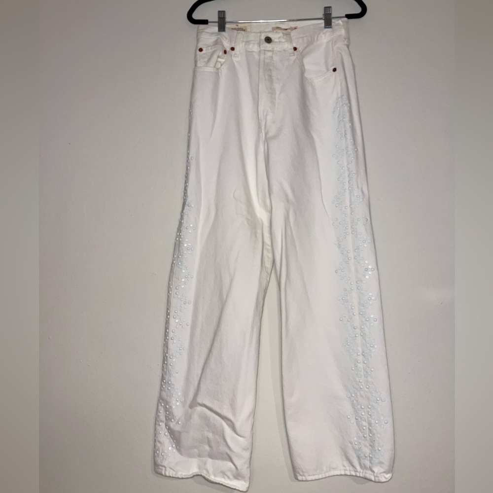 LEVI white ribcage straight leg jeans